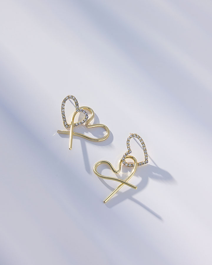 畫一顆心．2way｜耳環 - 金色, 耳針 最強新品｜首批限量|0530．I miss you.|全館商品|耳環｜Earring|搭配指南|我就是浮誇