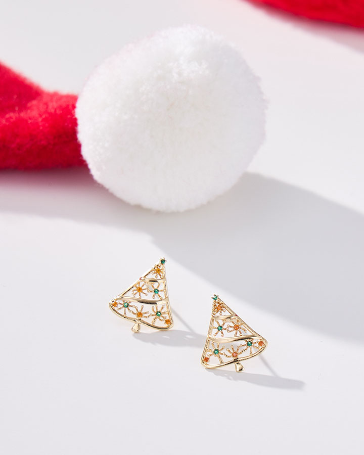 【聖誕限定】祈願聖誕樹｜耳環 - 金色, 耳針 最強新品｜首批限量|1120．Merry Xmas!|全館商品|耳環｜Earring|耳環｜耳針|搭配指南|上班可以戴
